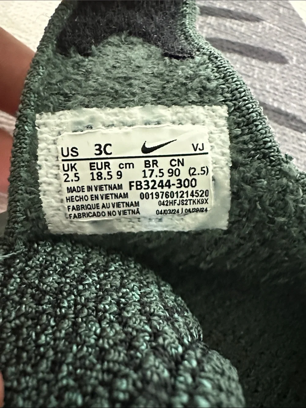 Nike Kids Green Knit Slip-On Shoes with White Swoosh